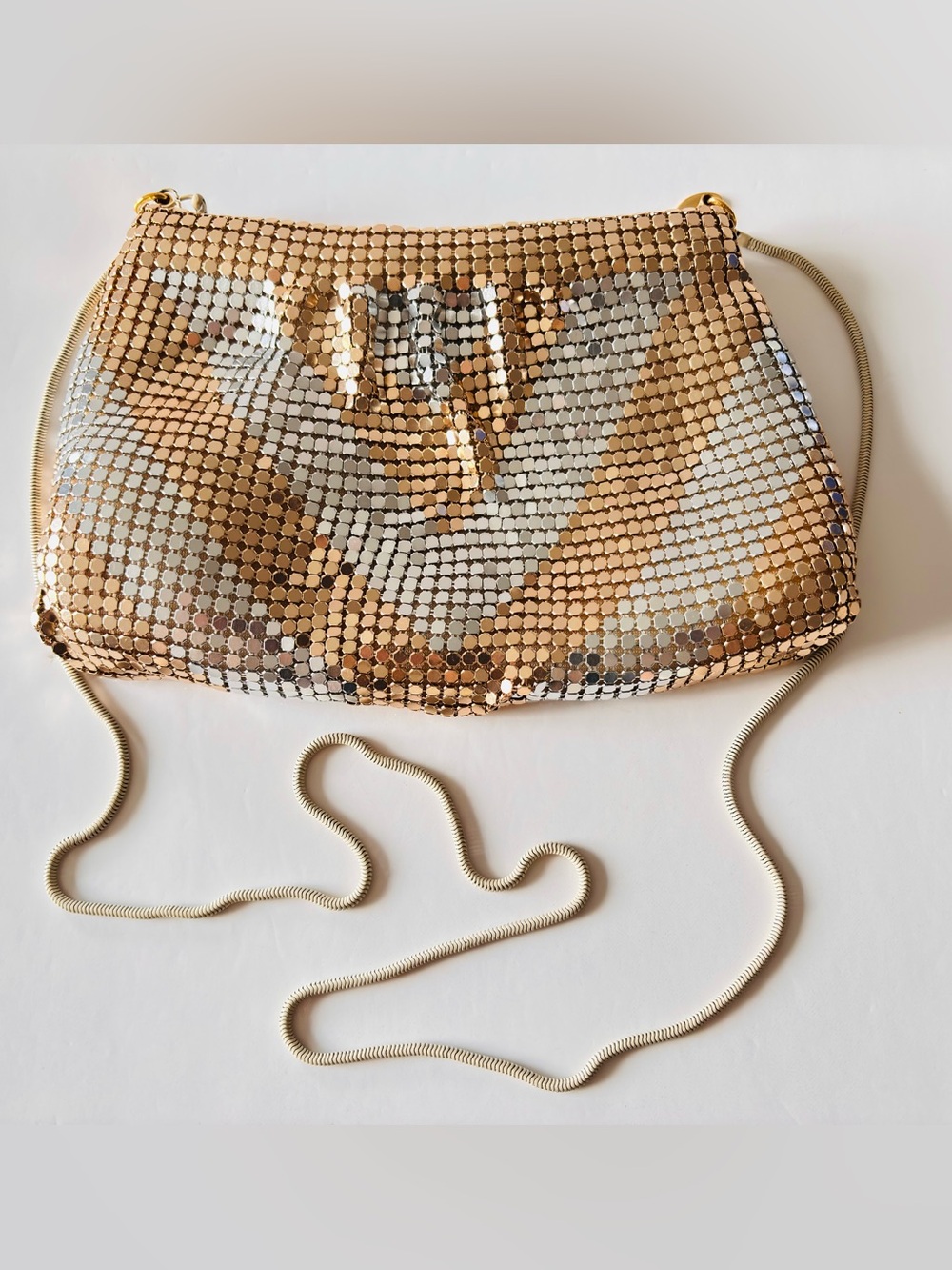 Veneto 2 tones metal mesh evening bag